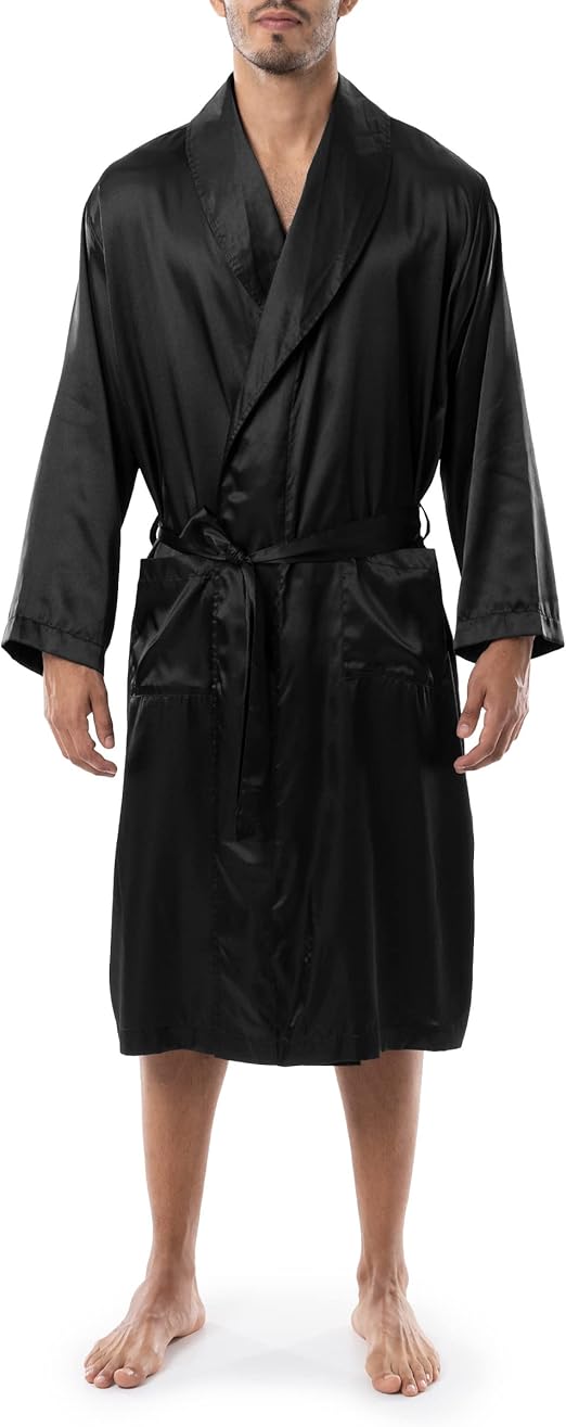 Joseph Abboud Men's Satin Charmeuse Mid-length Robe