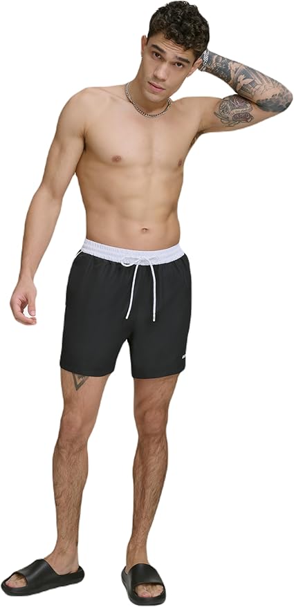 DKNY Men's Lightweight Quick Dry Volley UPF 40+ Protection Swim Trunk