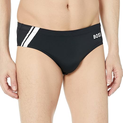 BOSS Men's Standard Side Logo Solid Swim Briefs