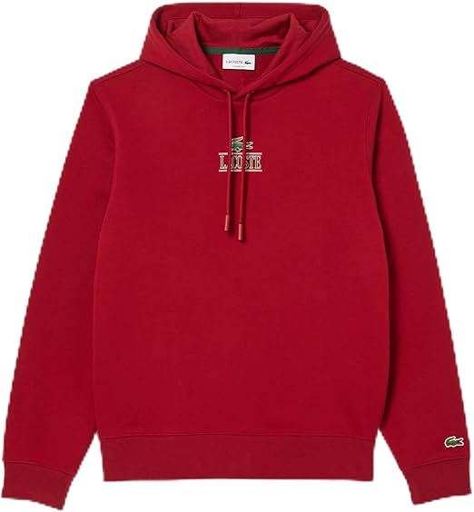 Lacoste Men's Classic Fit Long Sleeve Hooded Sweatshirt W/Small Croc Graphic on The Chest & Adjustable Neck