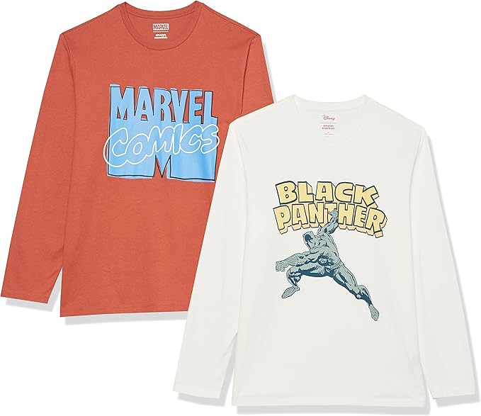 Amazon Essentials Disney | Marvel | Star Wars Men's Long-Sleeve T-Shirts, Pack of 2