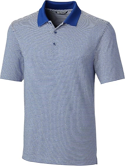 Cutter & Buck Men's Big and Tall Moisture Wicking Drytec UPF 50 Forge Tonal Stripe Polo Shirt