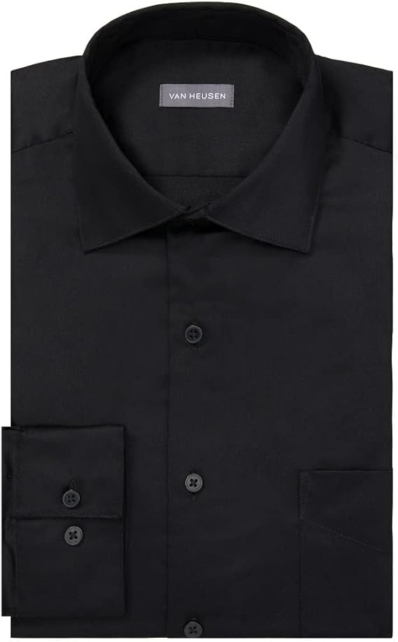 Van Heusen Men's Dress Shirts Regular Fit Lux Sateen Stretch Solid