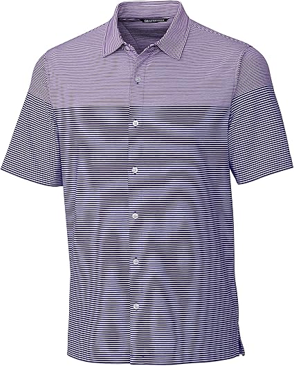 Cutter & Buck Men's Pioneer Engineered Stripe Short Sleeve Button Front Shirt