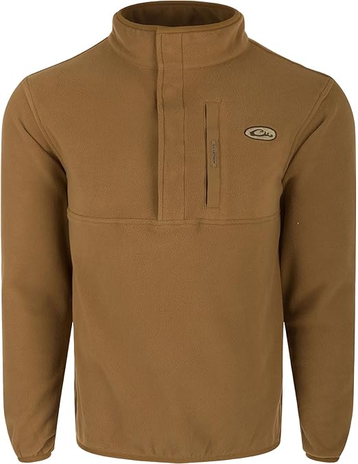 Drake Waterfowl Men's Camp 2.0 Fleece Pullover | Hunting Anti-Pill Moisture Wicking 1/4 Neck Snap Sweater with Chest Pocket