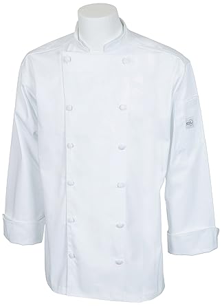 Mercer Culinary M62030WHM Renaissance Men's Traditional Neck Chef Jacket, Medium, White