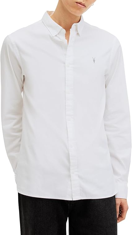 AllSaints Men's Hawthorne Long Sleeve Shirt, White