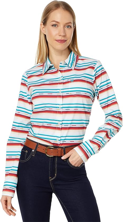 ARIAT womens Wrinkle Resist Team Kirby Stretch Shirt