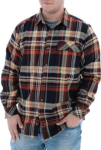 Legendary Whitetails Men's Buck Camp Flannel, Long Sleeve Plaid Button Down Casual Shirt, Corduroy Cuffs