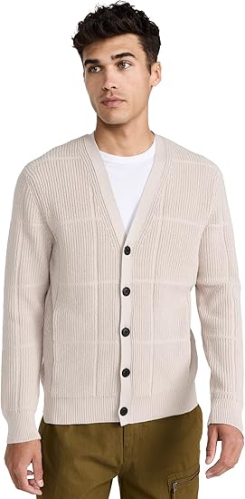 Club Monaco Men's Rib Grid Cardigan