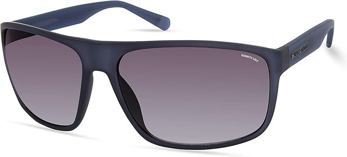 Kenneth Cole New York Men's Rectangular Sunglasses, Matte Blue/Gradient Smoke, 66mm