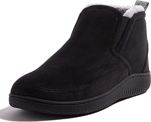 Dearfoams Men's Spencer Microsuede Indoor/Outdoor Comfort Boot with Fleece Lining Ankle