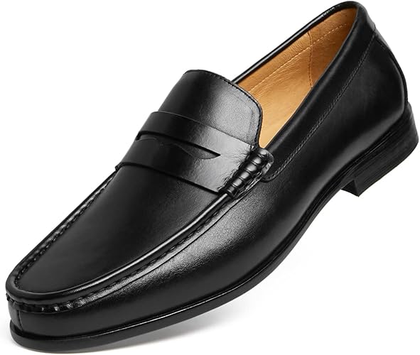 Journey West Mens Penny Loafers with Genuine Leather Business Dress Slip on Loafer Shoes for Men