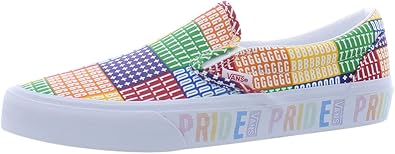 Vans Men's Low-Top Sneakers Skate Shoe, Pride Multi True White Classic Slip On, 7.5