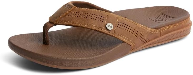 REEF Cushion Lux Men's Flip Flop, Ultra Soft Cushion Footbed, Full Grain Leather Strap