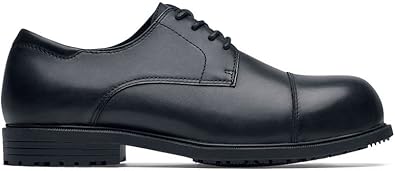 Shoes for Crews Senator, Men's Nano Composite Toe (NCT) Uniform Dress and Work Shoes, Slip Resistant, Water Resistant, Black, Size 8