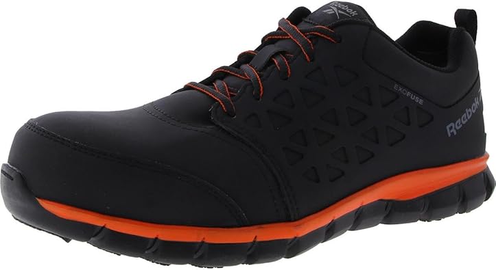 Reebok Men's Rb4050 Sublite Cushion Safety Athletic Work Composite Toe Shoe Black and Orange