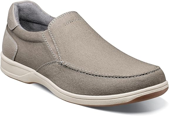 Florsheim Lakeside Canvas Moc Toe Slip-On Gray Canvas 7 W (3E)