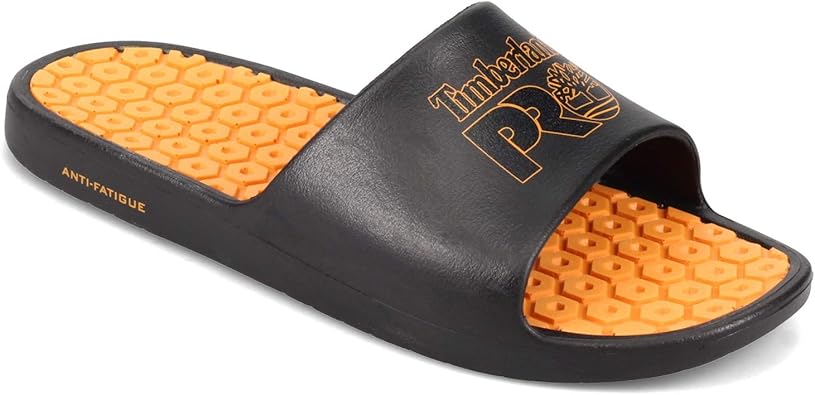 Timberland PRO unisex adult Anti-fatigue Technology Slide Sandal, Black/Orange, 6 Women Men US