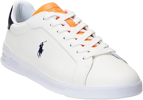 POLO RALPH LAUREN Heritage Court II Leather Sneaker White/Navy/Orange