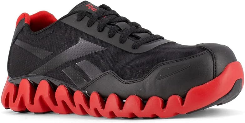 Reebok Men's Rb3016 Zig Pulse Work Safety Composite Toe Shoe Black and Red