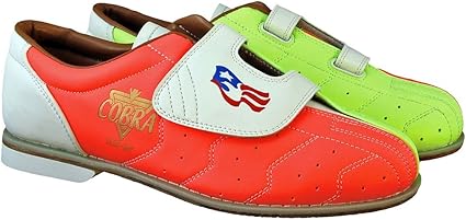 Mens Glow TCRGV Cobra Rental Bowling Shoes- Hook and Loop Neon Yellow/Orange/White 13