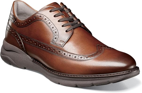 Florsheim Frenzi Wing Tip Oxford Cognac Smooth/Brown Sole 7.5 W (3E)