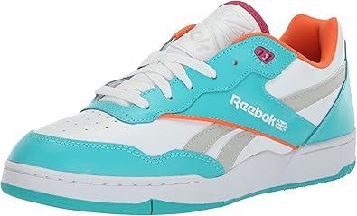 Reebok Unisex BB 4000 II Sneaker, White/Classic Teal/Fiery Orange, 8.5 US Men