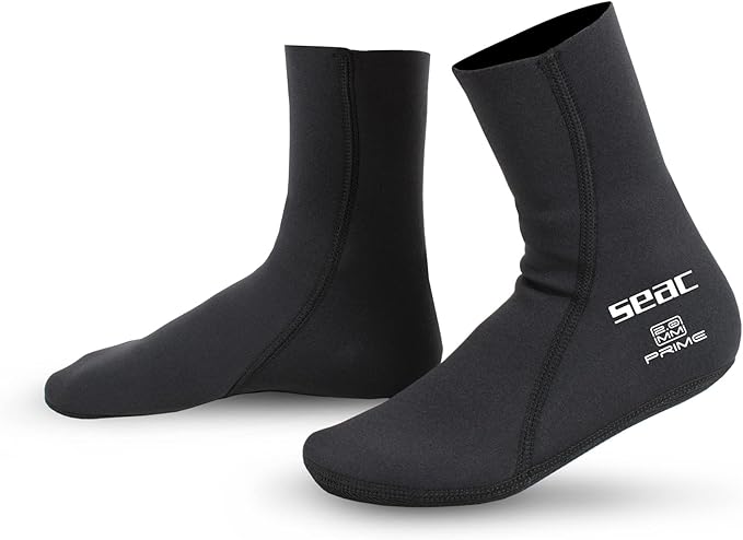 SEAC Prime Socks, 2 mm neoprene, nylon-lined diving socks, black, L