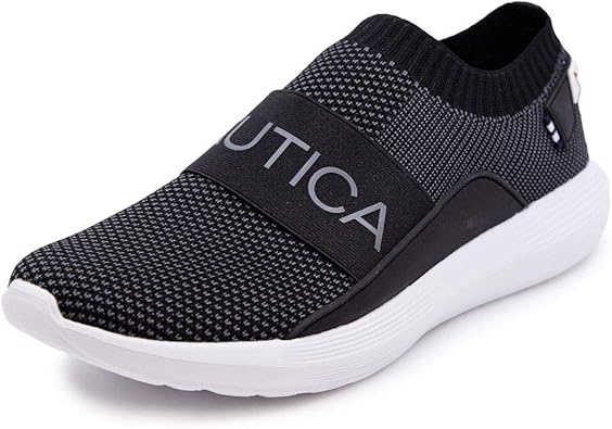 Nautica Men's Casual Fashion Sneakers Slip-On-Walking Shoes-Lightweight Joggers-Crawford-Black/Charoal-10