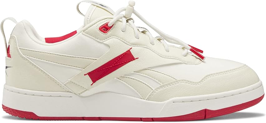 Reebok Unisex BB 4000 II Basketball Shoe, Vegan/Vintage Chalk/Black/Vector Red, 9.5 US Men