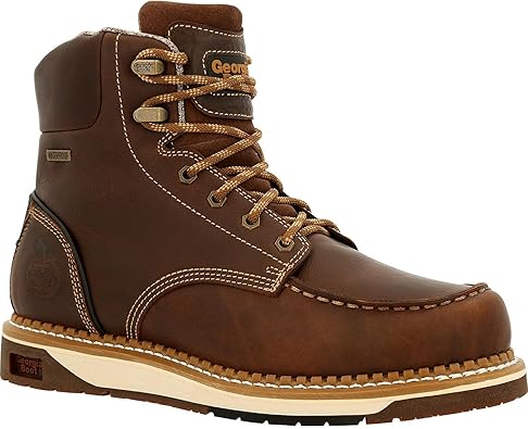 Georgia Boot Men's Brown Amp Lt Wedge Waterproof Moc-Toe BRN 6