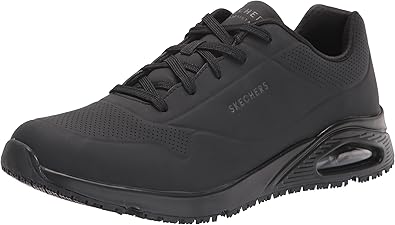 Skechers Men's UNO SR Skech Air Lace Up Food Service Shoe, Black, 10.5