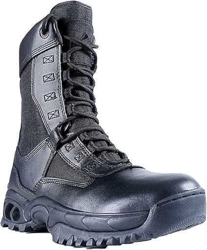 Men’s Tactical Steel Toe Work Boots The Ghost 8” with Zipper - Black Leather Oil & Slip Resistant Boots