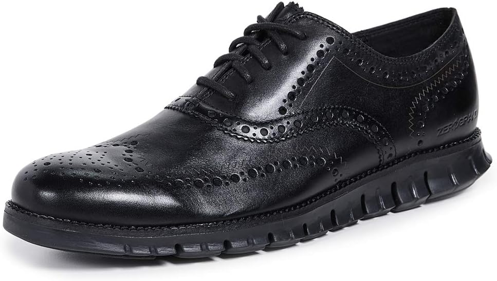 Cole Haan Men's Zerogrand Wing OX Leather Oxford, black closed hole/black, 7 Wide US