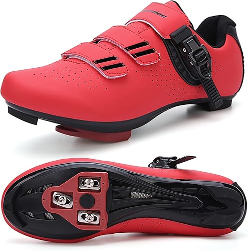 Mens Womens Cycling Shoes Compatible with Pelaton Bike Shoes Road Bike Shoes Riding Bicycle Pre-Installed with Delta Cleats Clip Indoor Outdoor Pedal