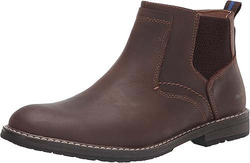 Nunn Bush Men's Fuse Plain Toe Chelsea Boot with Easy Pull on Elastic Panels