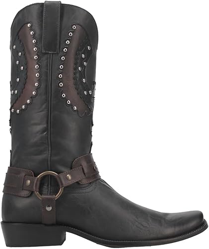 Dingo Mens War Eagle Studded Square Toe Casual Boots Mid Calf - Black