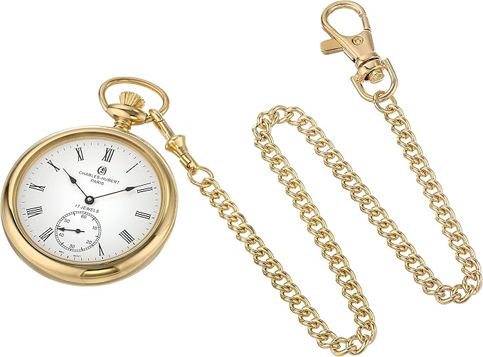 Charles-Hubert, Paris Gold-Plated Open Face Mechanical Pocket Watch