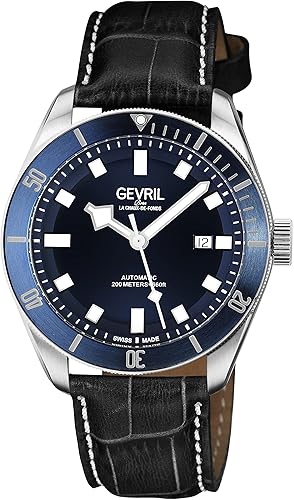 Gevril 48601.1 Men's Yorkville Swiss Automatic Watch, Genuine Leather Strap with Tang Buckle