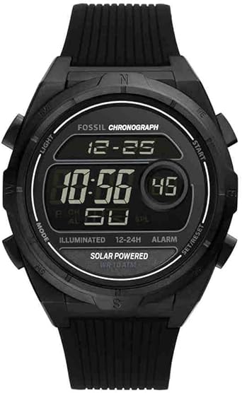 Fossil Men's Everett Solar-Powered Stainless Steel Digital Watch