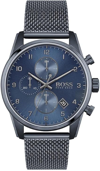 BOSS Men's Quartz Watch with Stainless Steel Strap, Blue, 22 (Model: 1513836)