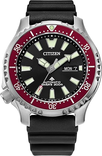 Citizen Men's Promaster Sea Automatic Polyurethane Strap Watch, 3- Hand Date and Date, Rotating Bezel, Anti-reflective Sapphire Crystal, Luminous Hands and Markers