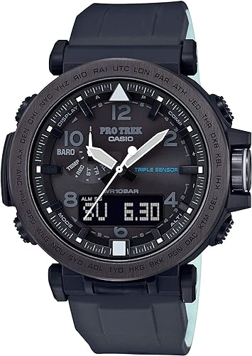 Casio Men's 'PRO TREK' Solar Powered Silicone Watch, Color:Black (Model: PRG-650Y-1CR), Multi