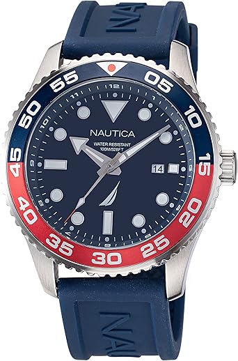 Nautica Men's Pacific Beach Watch with Date, Blue Silicone