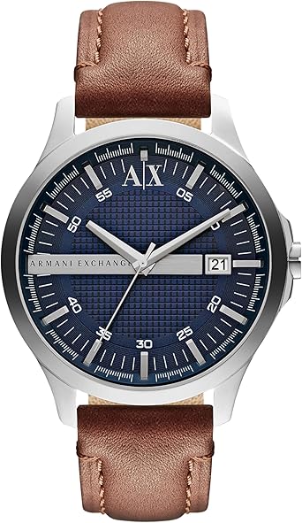 A|X Armani Exchange Men's Watch with Three-Hand Analog Display and Date Window, Watch for Men with Stainless Steel or Leather Band