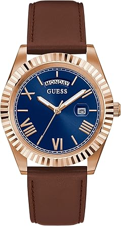 GUESS Coin Edge Genuine Leather Watch