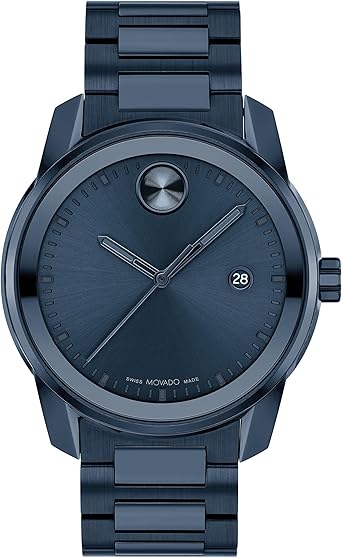 Movado Men's Bold Verso Swiss Quartz Watch with Stainless Steel Strap, Blue, 21 (Model: 3600862)