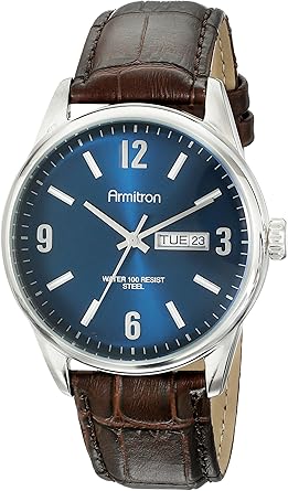 Armitron Men's 20/5048NVSVBN Day/Date Function Brown Croco-Grain Leather Strap Watch