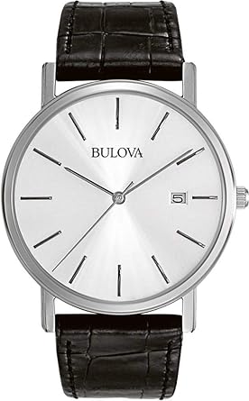 Bulova Men's Classic 3-Hand Calendar Date Quartz Leather Strap Watch, Buckle, 37mm